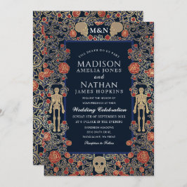 ゴシッエレガントクビクトリアンゴールド結婚フォイル 招待状