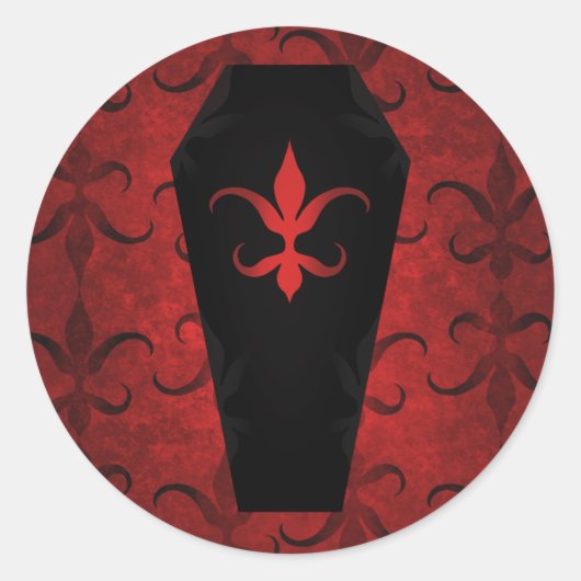 ゴシッエレガントクビクトリアン棺レッドハロウィーン ラウンドシール (正面)
