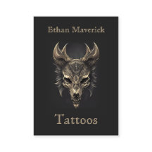 ゴシッエレガントクファンタジーウルフスカルブラック&金ゴールド