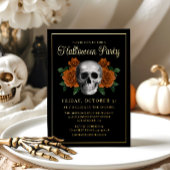 ゴシッエレガントクフローラスカルハロウィーン金ゴールド 箔招待状