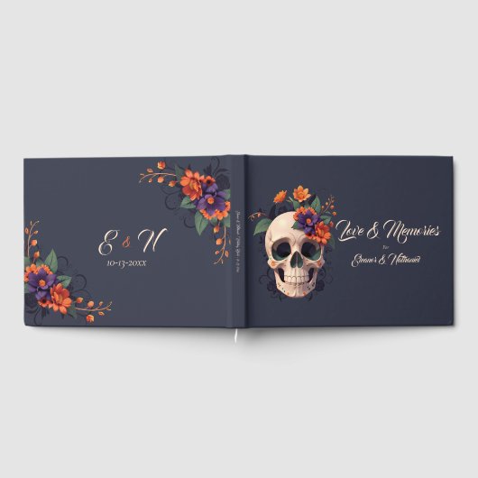 ゴシッエレガントクフローラスカル結婚ズゲストブック ゲストブック (全面)