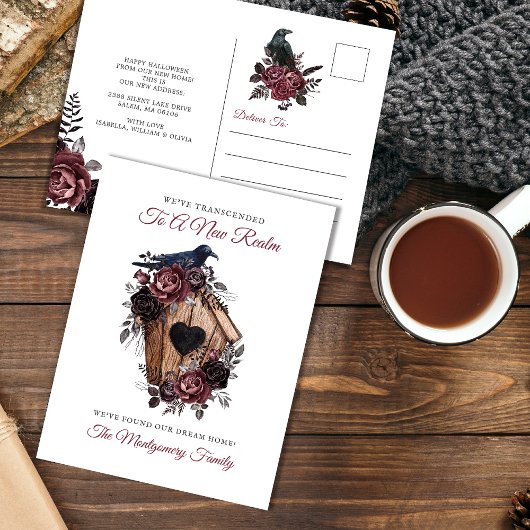 ゴシッエレガントクフローラハロウィーン新しいホームムービング シーズンポストカード