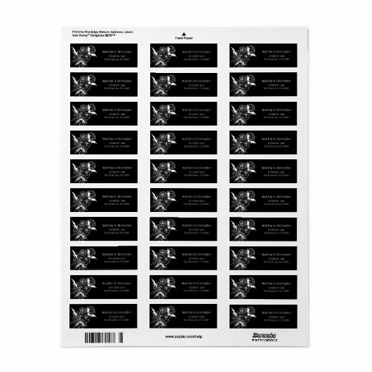 ゴシッエレガントクフローラブラック結婚ズ差出人住所 ラベル (フルシート)