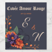 ゴシッエレガントクフローラミニマルモノグラム結婚ス ワインラベル (シングルラベル)