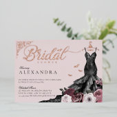 ゴシッエレガントクフローラ結婚のドレスブライダルシャワー 箔招待状 (立ち正面)