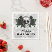 ゴシッエレガントクブラックバラ&スカルハッピーハローウィン スタンダードカクテルナプキン (インサイチュ)