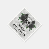 ゴシッエレガントクブラックバラ&スカルハッピーハローウィン スタンダードカクテルナプキン (角)