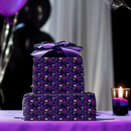 ゴシッエレガントクマカベルスカル&バラ結婚ズ ラッピングペーパー