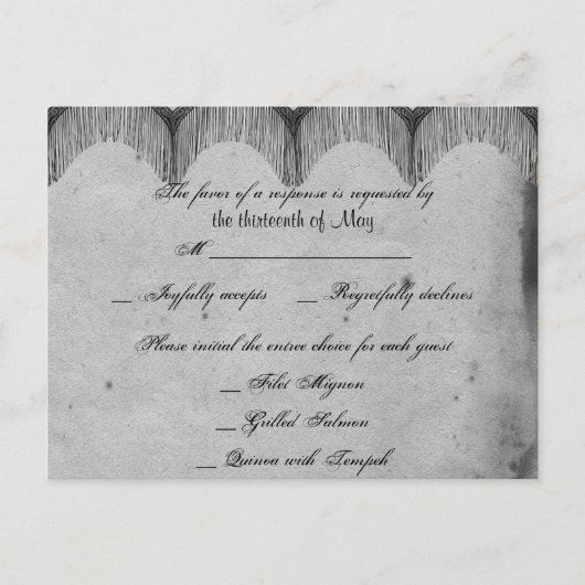 ゴシッエレガントクレースポーRSVPポストカード インビテーションポストカード (正面)