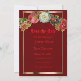 ゴシッエレガントクヴィンテージの花は日付保存 招待状