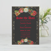 ゴシッエレガントクヴィンテージの花は日付保存 招待状 (スタンド正面)