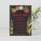 ゴシッエレガントクヴィンテージの花I日を保存 招待状 (スタンド正面)