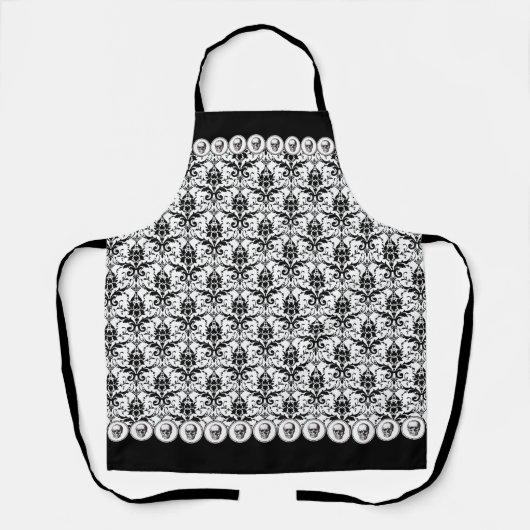 ゴシッエレガントクヴィンテージダマスク&スカルパターン エプロン (正面)