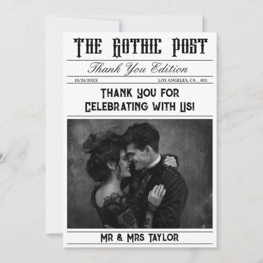 ゴシッエレガントク新聞写真ありがとう 招待状 (正面)