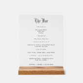 ゴシッエレガントク旧英スタイルの結婚バーメニュー アクリルサイン (正面)