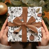 ゴシッエレガントク秋収穫と牛スカル ラッピングペーパー