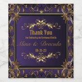 ゴシッエレガントク紫と金ゴールド結婚ズ ワインラベル (シングルラベル)