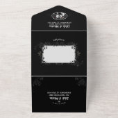 ゴシッエレガントク結婚のスケルトン(白黒) オールインワン招待状 (外側)