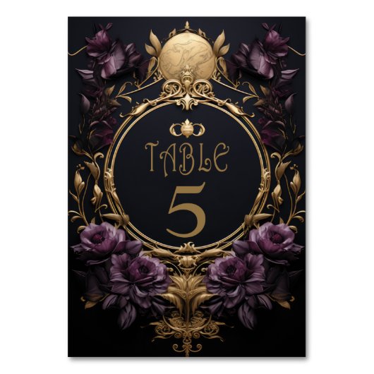 ゴシッエレガントク結婚のテーブル番号カード テーブルナンバー (正面)