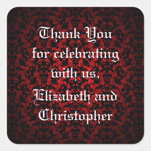 ゴシッエレガントク結婚スのステッカー スクエアシール (正面)