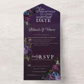 ゴシッエレガントク色のダークフラワー オールインワン招待状 (内側)