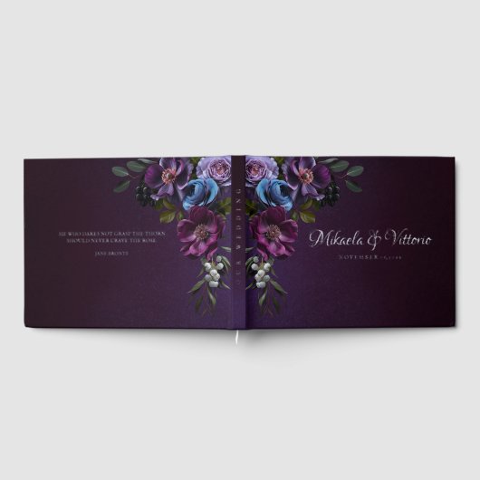 ゴシッエレガントク色の濃結婚い花 ゲストブック (全面)