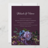 ゴシッエレガントク色の濃結婚い花 招待状 (正面)