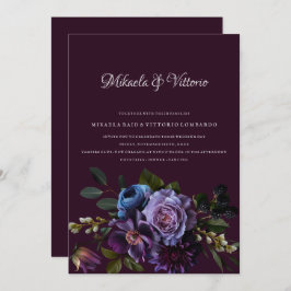 ゴシッエレガントク色の濃結婚い花 招待状