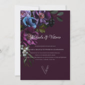 ゴシッエレガントク色の濃結婚い花 招待状 (正面)