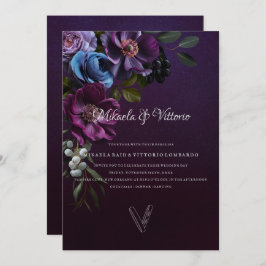 ゴシッエレガントク色の濃結婚い花 招待状