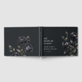 ゴシッエレガントク色ダークウォーターカラーブラックバラ結婚ズ ゲストブック (全面)