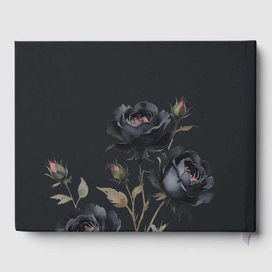 ゴシッエレガントク色ダークウォーターカラーブラックバラ結婚ズ ゲストブック (裏面)