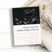 ゴシッエレガントク色ダークウォーターカラーブラックバラ結婚ズ サンキューカード