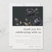 ゴシッエレガントク色ダークウォーターカラーブラックバラ結婚ズ サンキューカード (正面)