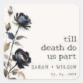 ゴシッエレガントク色ダークウォーターカラーブラックバラ結婚ズ スクエアシール (正面)