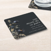 ゴシッエレガントク色ダークウォーターカラーブラックバラ結婚ズ スクエアペーパーコースター (アングル)