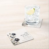 ゴシッエレガントク色ダークウォーターカラーブラックバラ結婚ズ スクエアペーパーコースター (インサイチュ)