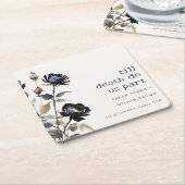 ゴシッエレガントク色ダークウォーターカラーブラックバラ結婚ズ スクエアペーパーコースター (アングル)