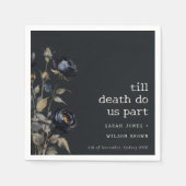 ゴシッエレガントク色ダークウォーターカラーブラックバラ結婚ズ スタンダードカクテルナプキン (正面)