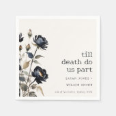 ゴシッエレガントク色ダークウォーターカラーブラックバラ結婚ズ スタンダードカクテルナプキン (正面)