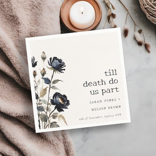 ゴシッエレガントク色ダークウォーターカラーブラックバラ結婚ズ スタンダードカクテルナプキン