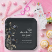 ゴシッエレガントク色ダークウォーターカラーブラックバラ結婚ズ ペーパープレート (パーティー)