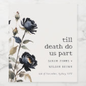 ゴシッエレガントク色ダークウォーターカラーブラックバラ結婚ズ ワインラベル (シングルラベル)