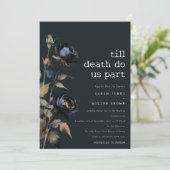 ゴシッエレガントク色ダークウォーターカラーブラックバラ結婚ズ 招待状 (スタンド正面)