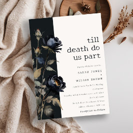 ゴシッエレガントク色ダークウォーターカラーブラックバラ結婚ズ 招待状