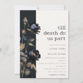 ゴシッエレガントク色ダークウォーターカラーブラックバラ結婚ズ 招待状 (正面)