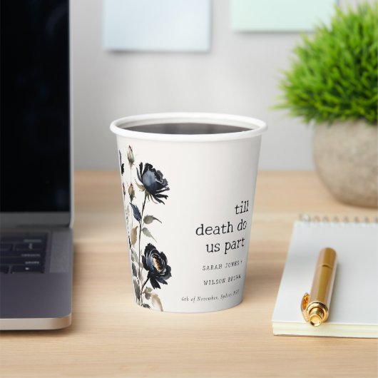 ゴシッエレガントク色ダークウォーターカラーブラックバラ結婚ズ 紙コップ (インサイチュ)