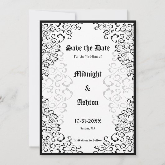 ゴシッエレガントク華美フレーム日付の保存 セーブザデート (正面)