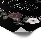 ゴシッエレガントク黒の水色のフローラの好意サイン ポスター (角)