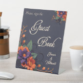 ゴシッエレガントク3Dフローラサインゲストブック結婚ズ 台座サイン (インサイチュ)